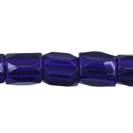 64RF277: Cobalt Blue Russian Faceted Style Glass Beads — 8x10mm, 10" Strand