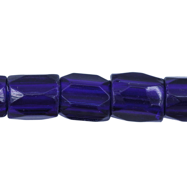 64RF277: Cobalt Blue Russian Faceted Style Glass Beads — 8x10mm, 10" Strand