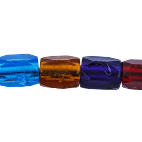64RF525: Mixed Color Russian Faceted Style Glass Beads — 8x10mm, 10" Strand