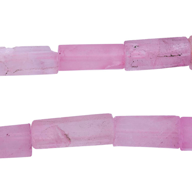 67ST402-F: Rose Quartz Hex Facet Pipe Beads 3-7x6-18mm 16"