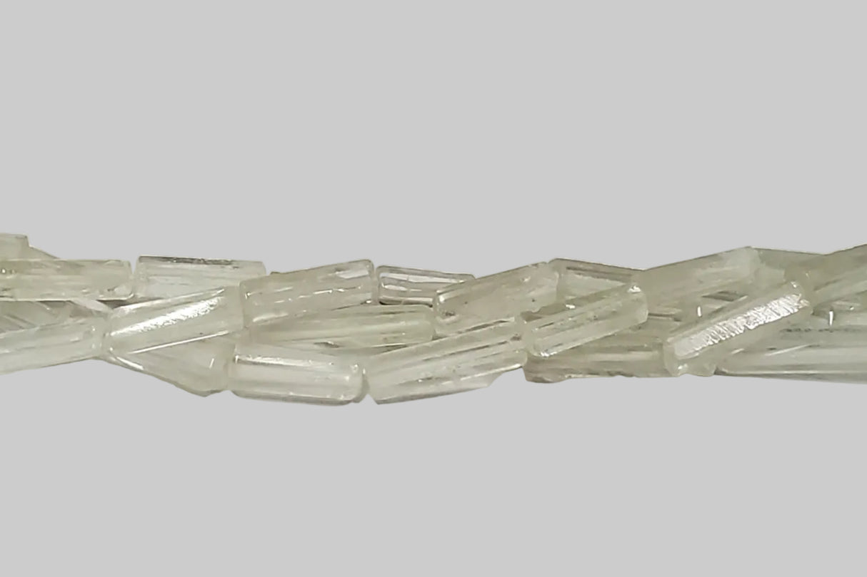 67ST411-F: Natural Quartz Crystal Hex Facet Pipe Beads 3-5x8-18mm 16"
