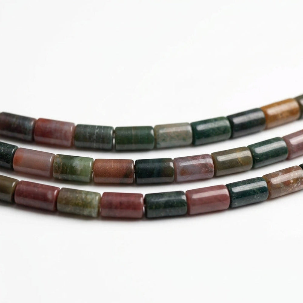 68ST452-TK: Natural Indian Agate Tube Beads 8x13-14mm - 15" Strand