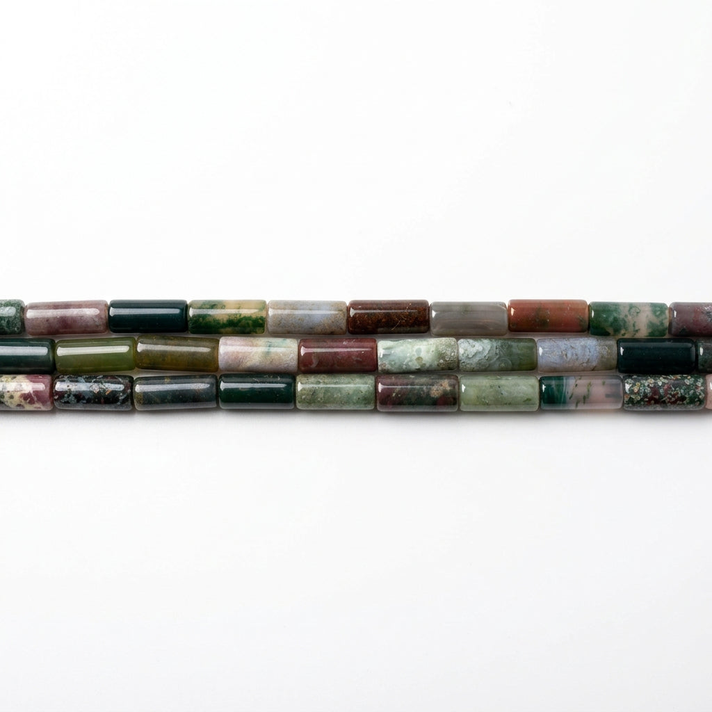 68ST452: Natural Indian Agate Tube Beads 6x13-14mm - 15" Strand