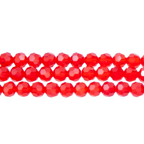 6CG243: 6mm Red Glass Faceted Round