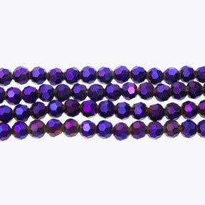 6CG899: 6mm Metallic Purple Glass Faceted Round