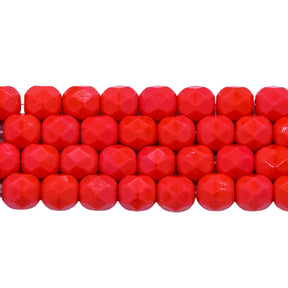 6FC136-5R: CZ FACET RD Opaque MED DK Coral 6mm-50PC