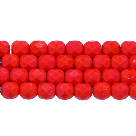 6FC136-5R: CZ FACET RD Opaque MED DK Coral 6mm-50PC