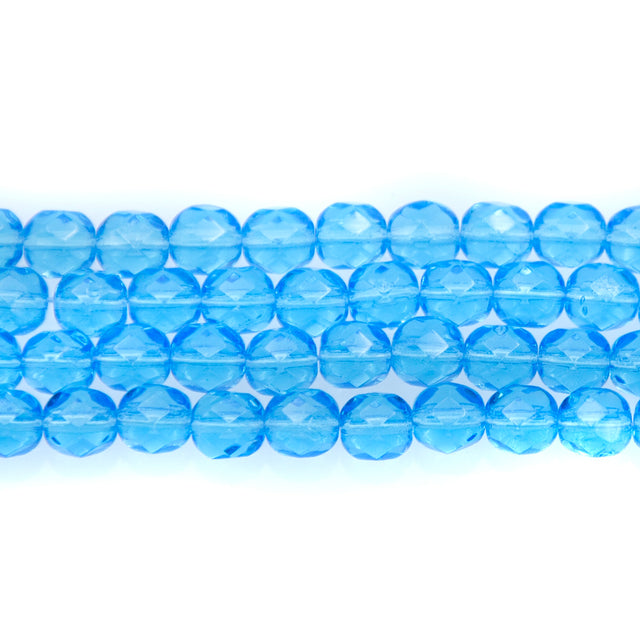 6FC263-DR: CZ FACET RD Trans DK MED Aqua 6mm-50PC