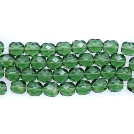6FC283-DR: CZ FACET RD Trans DK Olive Green 6mm-50PC