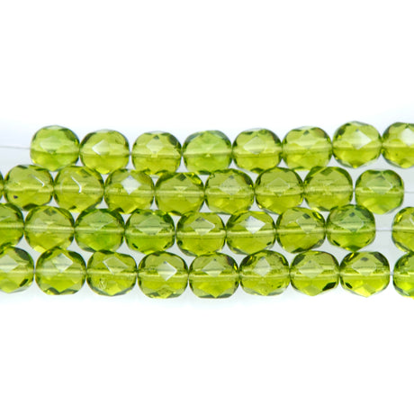 6FC283R: CZ FACET RD Trans Olive Green 6mm-50PC