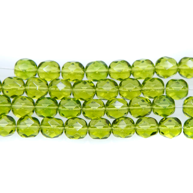 6FC283R: CZ FACET RD Trans Olive Green 6mm-50PC