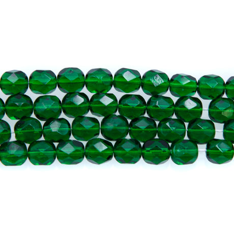 6FC284-DR: CZ FACET RD Trans DK Christmas Green 6mm 50PC
