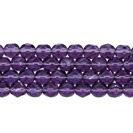 6FC299-5R: CZ FACET RD Trans DK Plum 6MM-50PPK