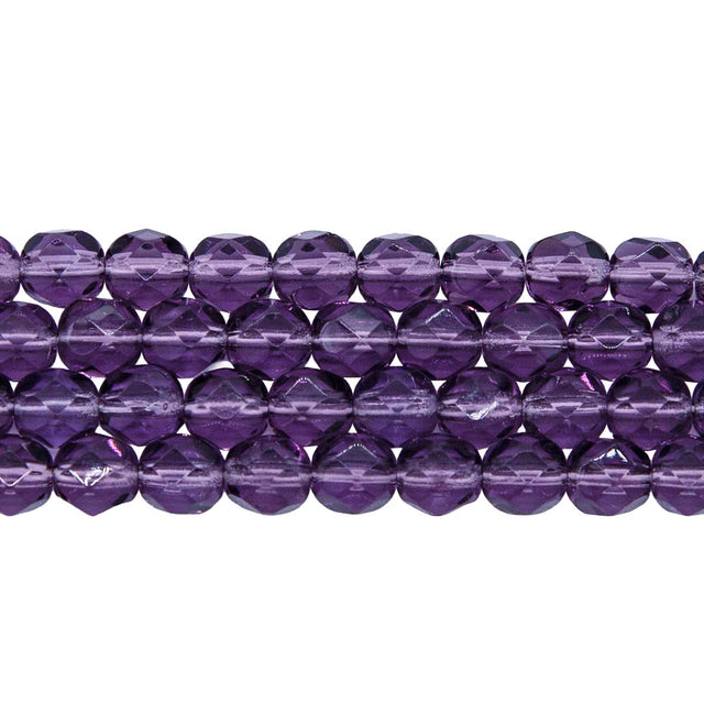 6FC299-5R: CZ FACET RD Trans DK Plum 6MM-50PPK