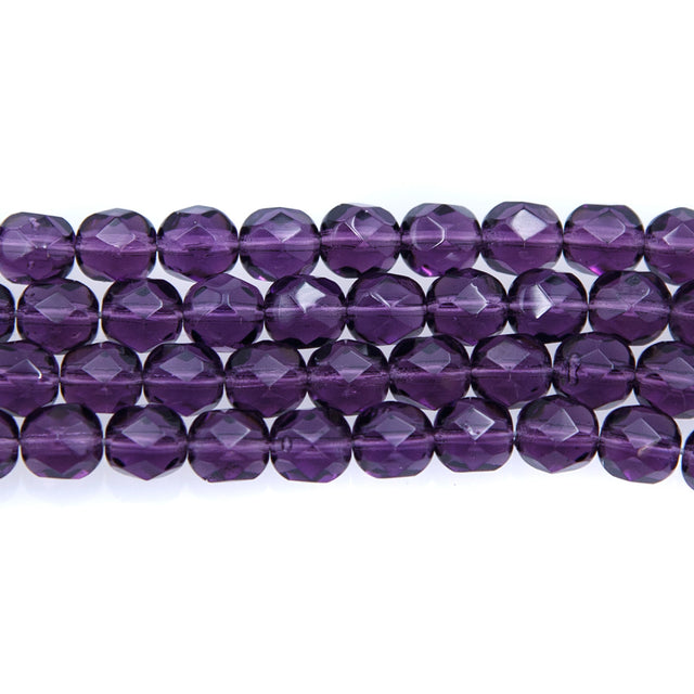 6FC299-7R: CZ FACET RD Trans Deep Plum 6mm-50PC
