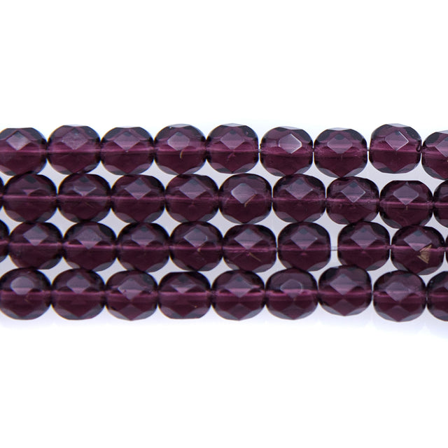 6FC299R: CZ Faceted Trans Round Deep Amethyst 6mm-50PC