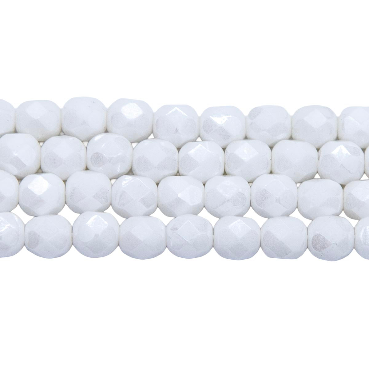 6FC312: CZ FACET RD Opaque White Luster 6mm 300PC