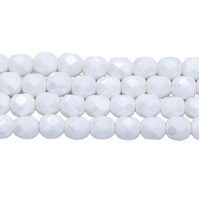 6FC312: CZ FACET RD Opaque White Luster 6mm 300PC