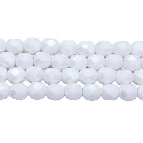 6FC312: CZ FACET RD Opaque White Luster 6mm 300PC