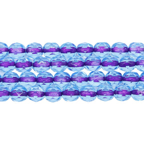 6FC3262-L: CZ Faceted Rd Color Lined Lilac In Aqua 6mm - 300Pc