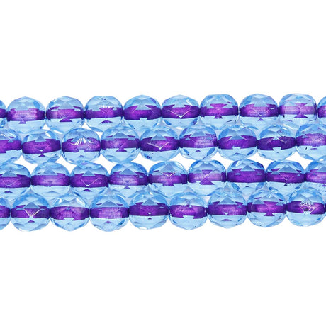 6FC3262-LR: CZ FACET RD Color Lined Lilac In Aqua 6mm - 50PC