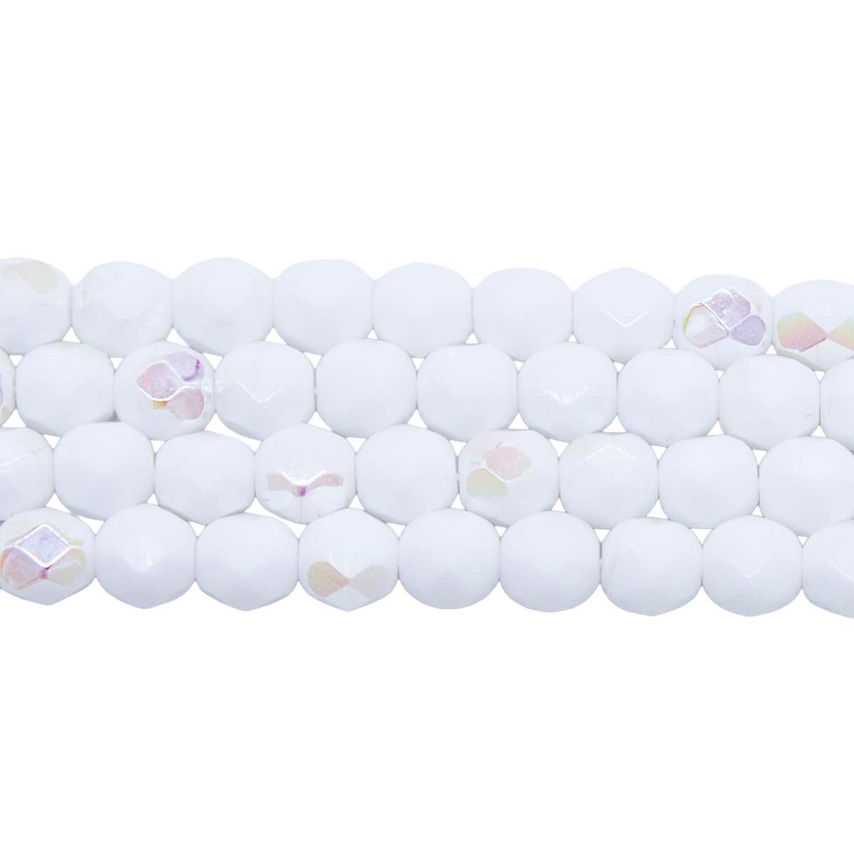 6FC511: CZ FACET RD Opaque White AB 6mm-300PC