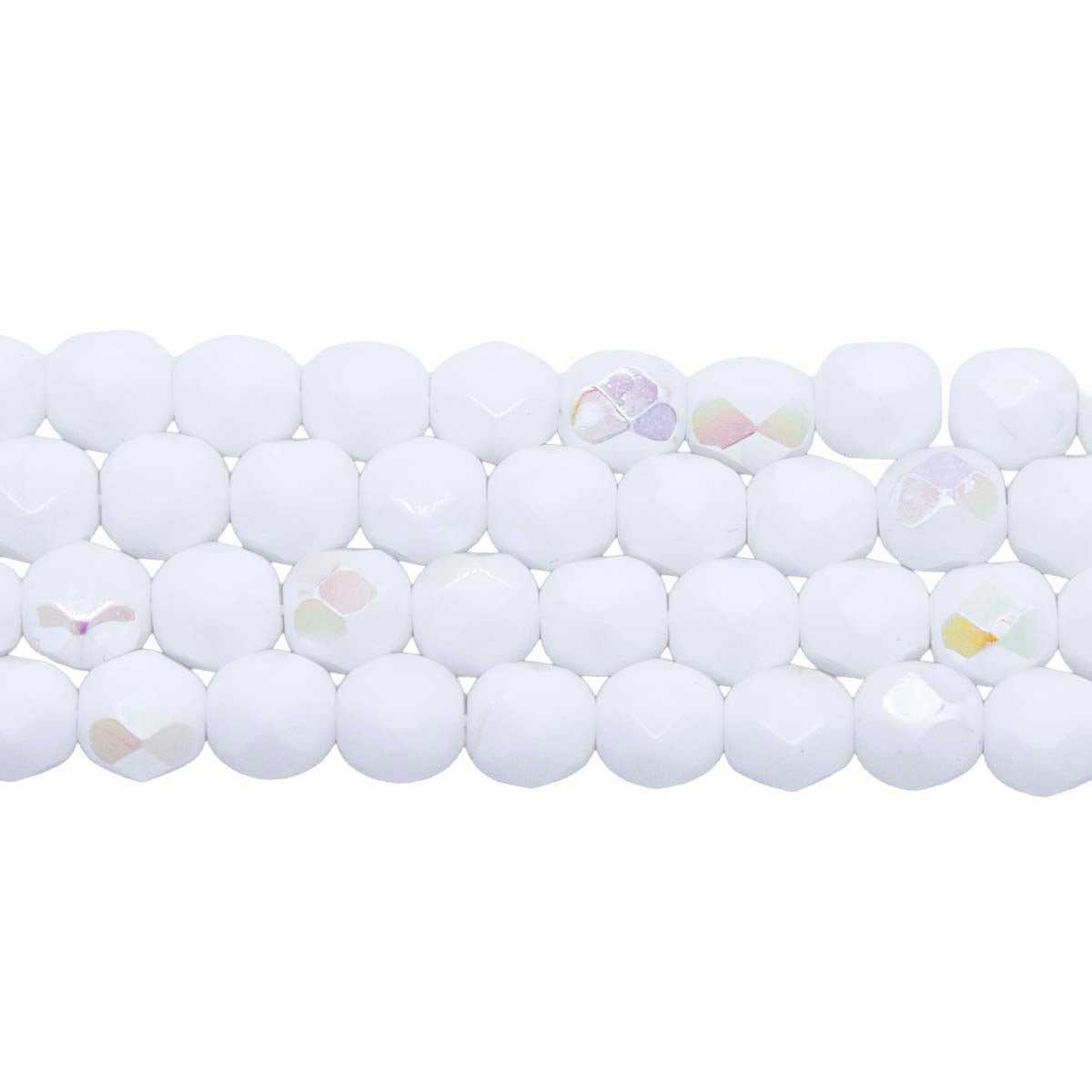 6FC511R: CZ FACET RD Opaque White AB 6mm-50PC