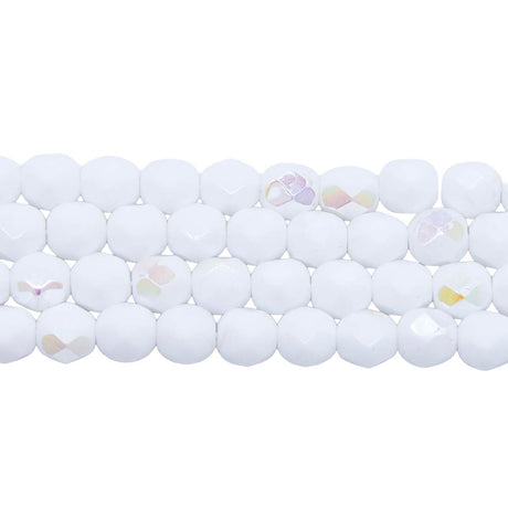 6FC511R: CZ FACET RD Opaque White AB 6mm-50PC