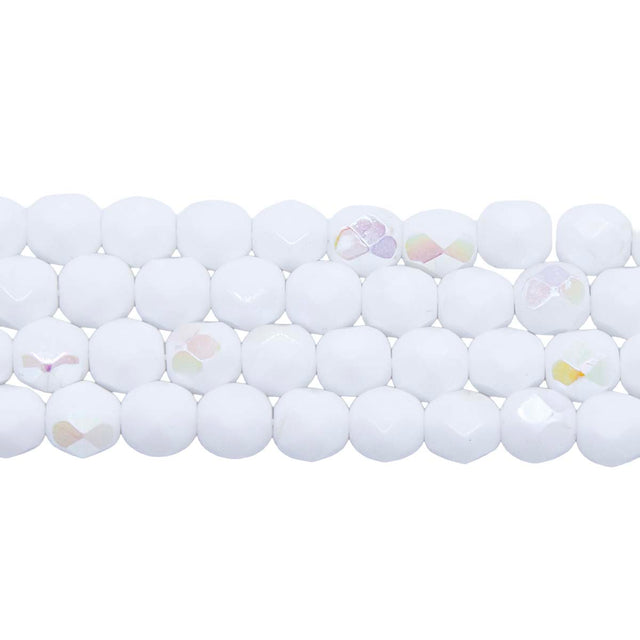 6FC511R: CZ FACET RD Opaque White AB 6mm-50PC