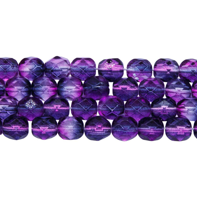 6FC5299-PCR: CZ FACET RD 2 Tone Fuchsia/amethyst 6mm-50PC