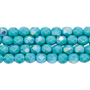 6FC585-OP: CZ FACET RD Turquoise Green AB 6mm-300PC