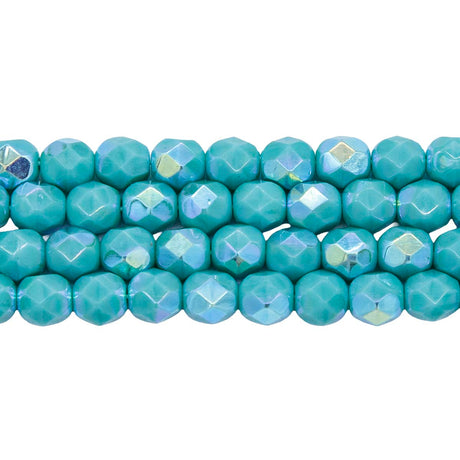 6FC585-OP: CZ FACET RD Turquoise Green AB 6mm-300PC