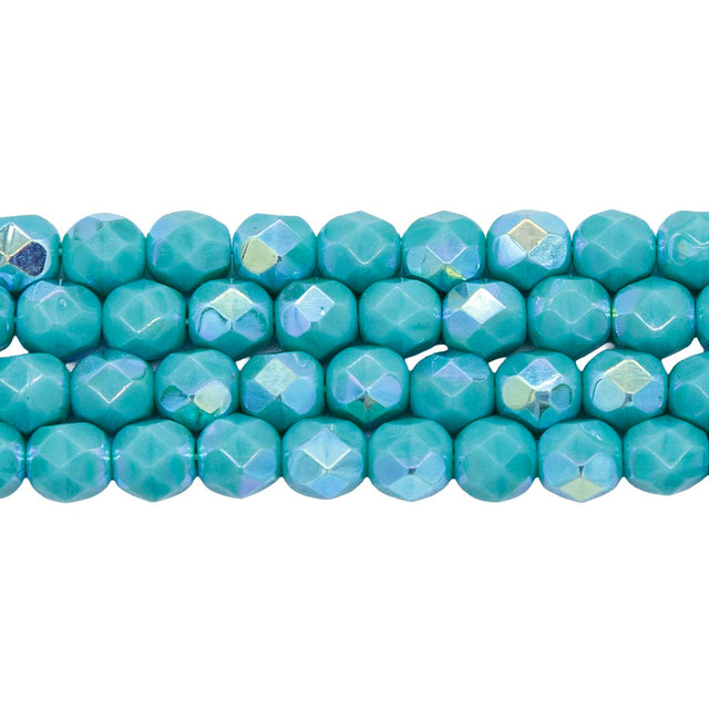6FC585-OP: CZ FACET RD Turquoise Green AB 6mm-300PC