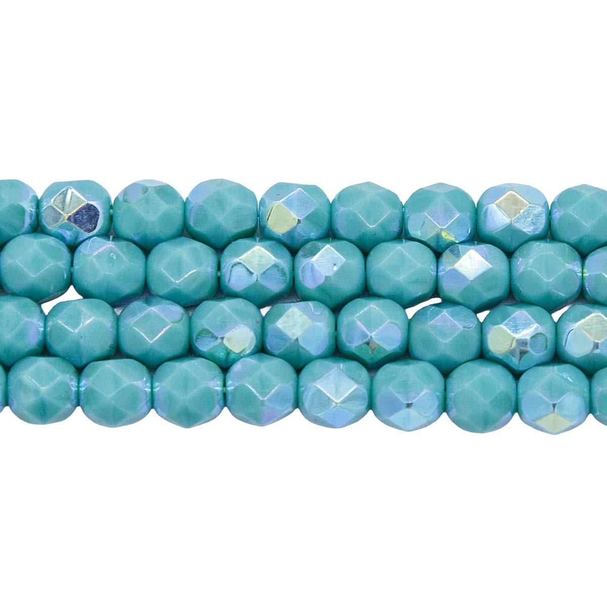6FC585-OPR: CZ FACET RD Turquoise Green AB 6mm-50PC
