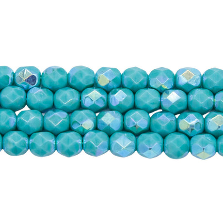 6FC585-OPR: CZ FACET RD Turquoise Green AB 6mm-50PC