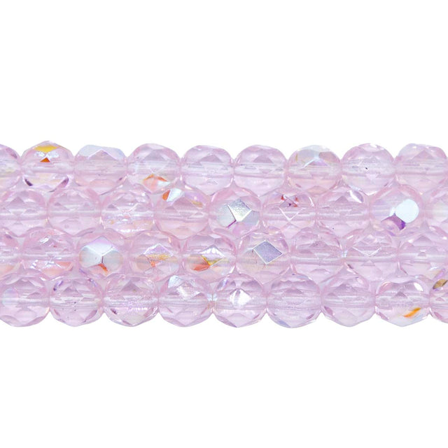 6FC592-2R: CZ FACET RD True Pink AB 6mm 50PC