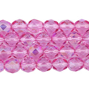 6FC594-ACR: CZ FACET RD DK Rose Pink Coated AB 6mm-50PC
