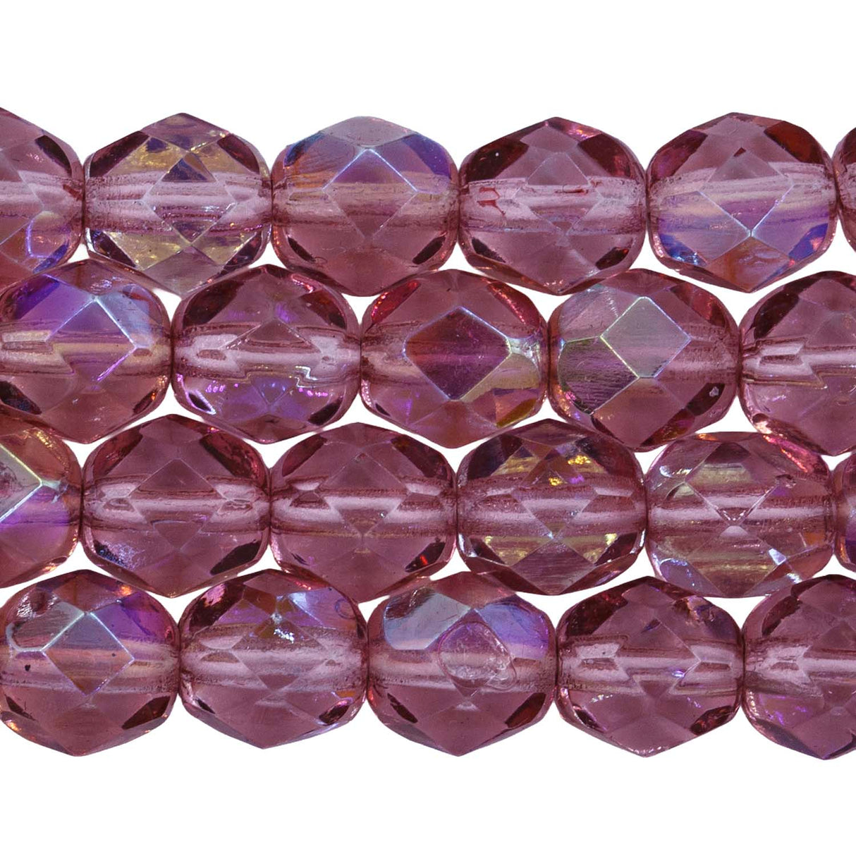 6FC594-DAC: CZ FACET RD DK. Rose Pink Coated AB 6mm 300PC