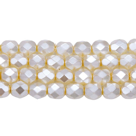 6FC614-T: CZ FACET RD Pearl Off White On Crystal 6mm 300PC