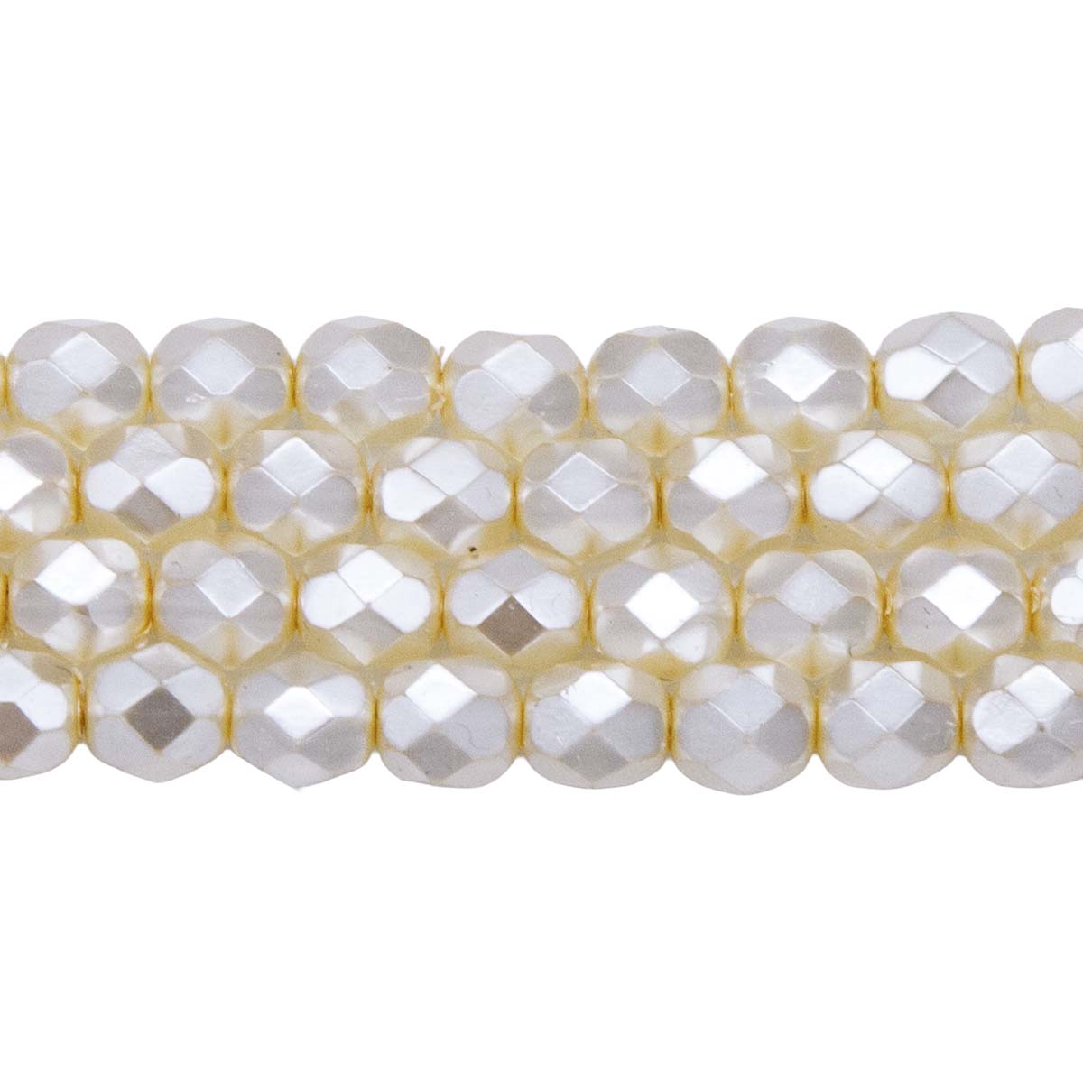 6FC614-TR: CZ FACET RD Pearl Off White On Crystal 6mm 50PC