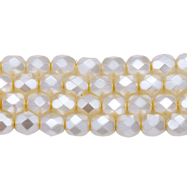 6FC614-TR: CZ FACET RD Pearl Off White On Crystal 6mm 50PC