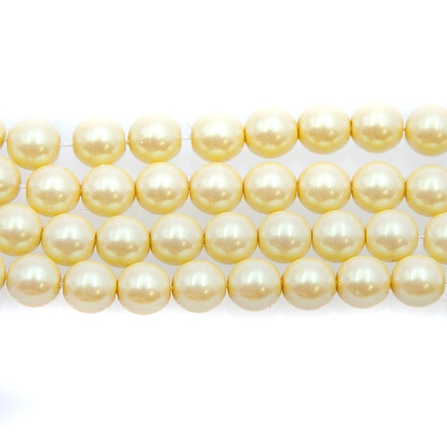 CZ Glass Pearl Iridescent Cream 6mm-50PC