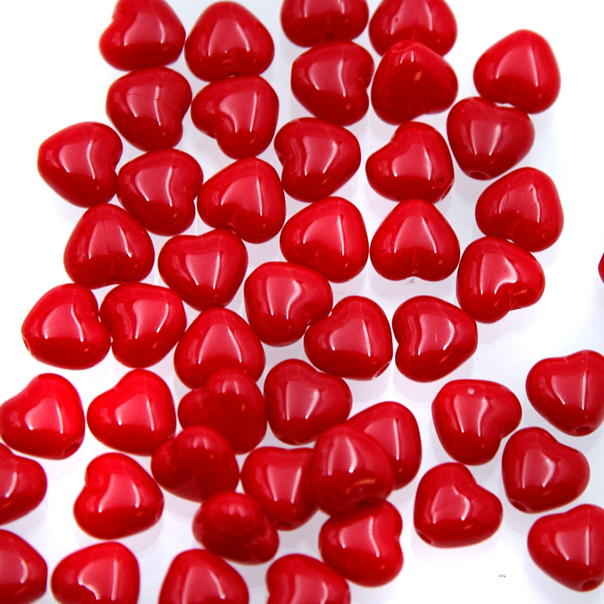 6HT144: CZ Heart Opaque Red 6mm 50 Pieces