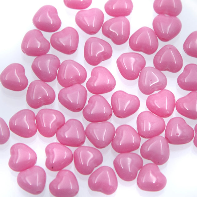 6HT192: CZ Heart Opaque Pink 6mm 50 Pieces