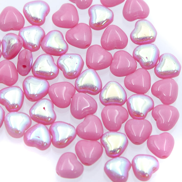 6HT592: CZ Heart Opaque Pink AB 6mm 50 Pieces