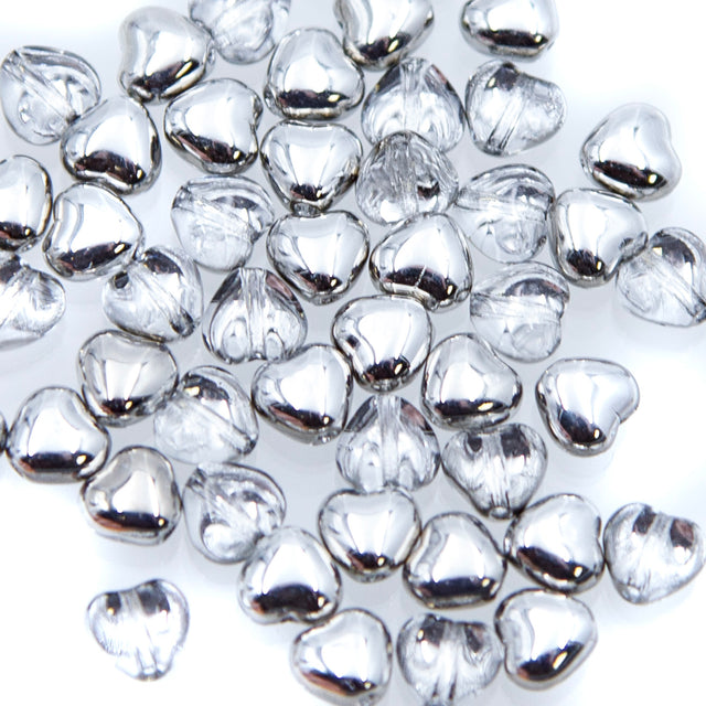 6HT812: CZ Heart Crystal Silver Half Coat 6mm 50 Pieces