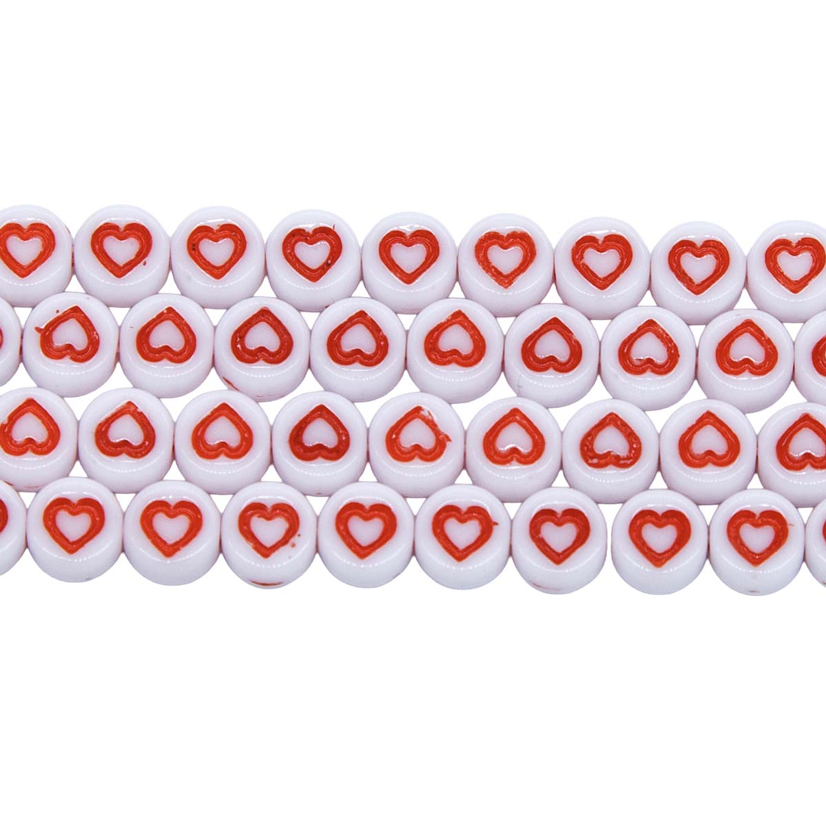 6LB144-HT: CZ Alphabet Beads Heart White/Red 6mm 300PC