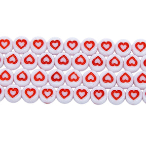 6LB144-HT: CZ Alphabet Beads Heart White/Red 6mm 300PC