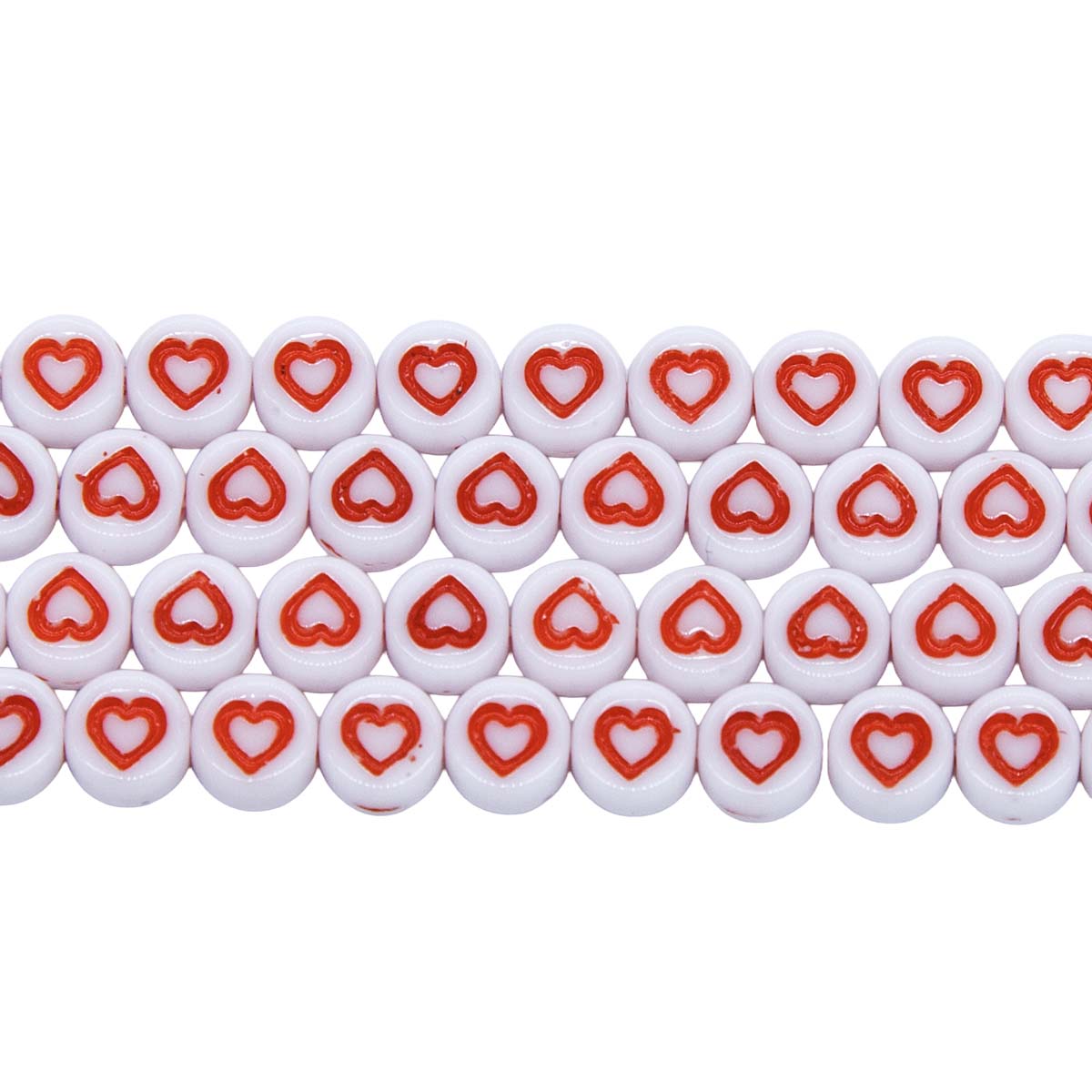 6LB144-HTR: CZ Alphabet Beads Heart White/Red 6mm-50PC
