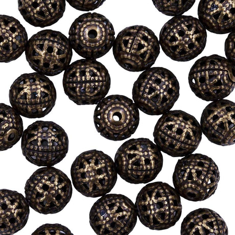 6ME801-AG: Metal Filigree Round 6mm Ant Gold -50PC